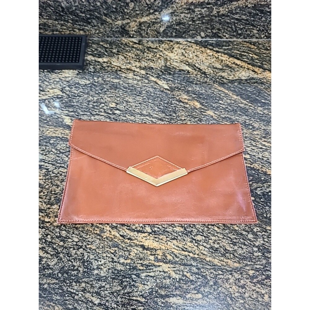 Unbranded Brown Genuine Leather Clutch 8"
